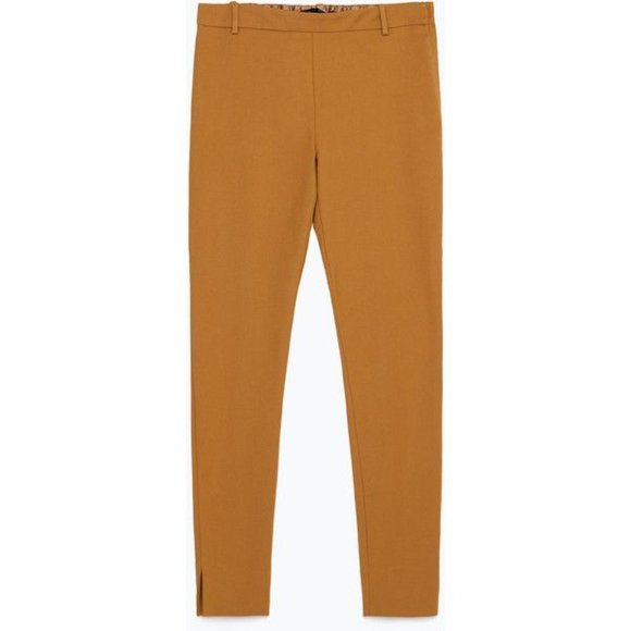 Pants - Zara Gold Side Zip skinny ankle Trouser Pants